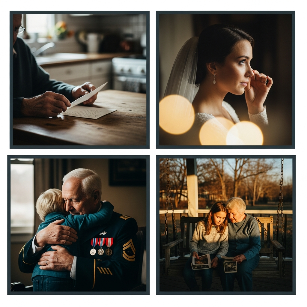 A collage of the many stories SongSocial is built for — celebrations, memorials, military tributes, and family legacies