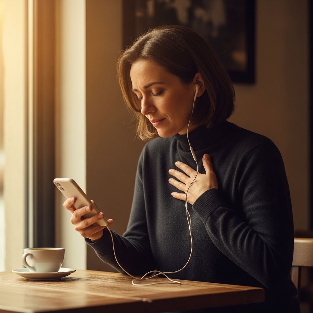 Someone listening to their story song for the first time