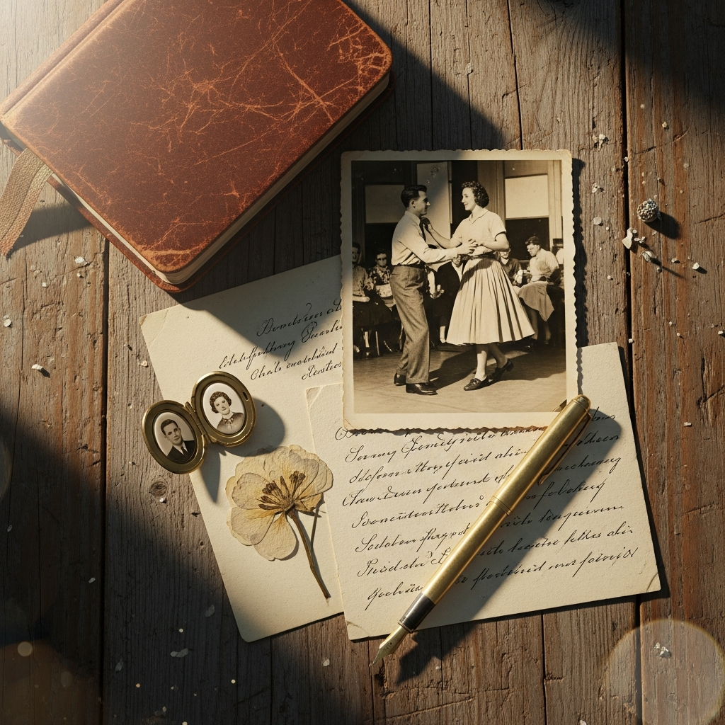 An old family photograph — the kind of specific detail that makes a song feel real